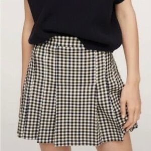 Mango Brown and Beige Plaid Skirt